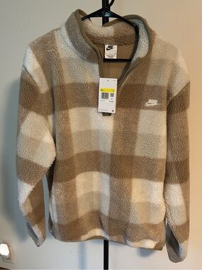 Nike Men’s Tan & Cream Sherpa Half-Zip Pullover